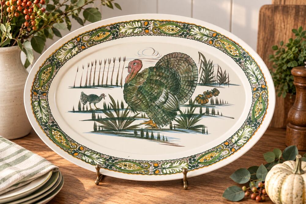 Vintage Brookpark 1521 Turkey Platter 21x15 Melamine Thanksgiving Serving Tray